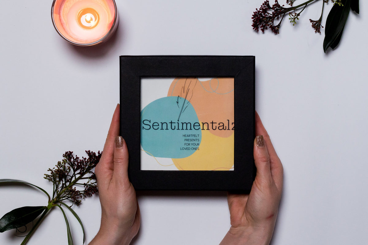 Kartenset zum Ausfüllen: Geschenk mit Bedeutung als Box mit Fenster, Karten und Stift, Sentimentalz