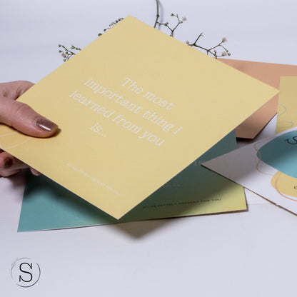 Sentimentalz card – prompt on the most important thing learned from a loved one – Sentimentalz